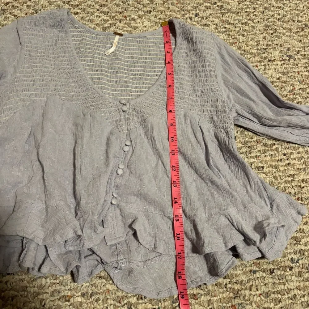 Free People Lilac Button-Front Peplum Blouse